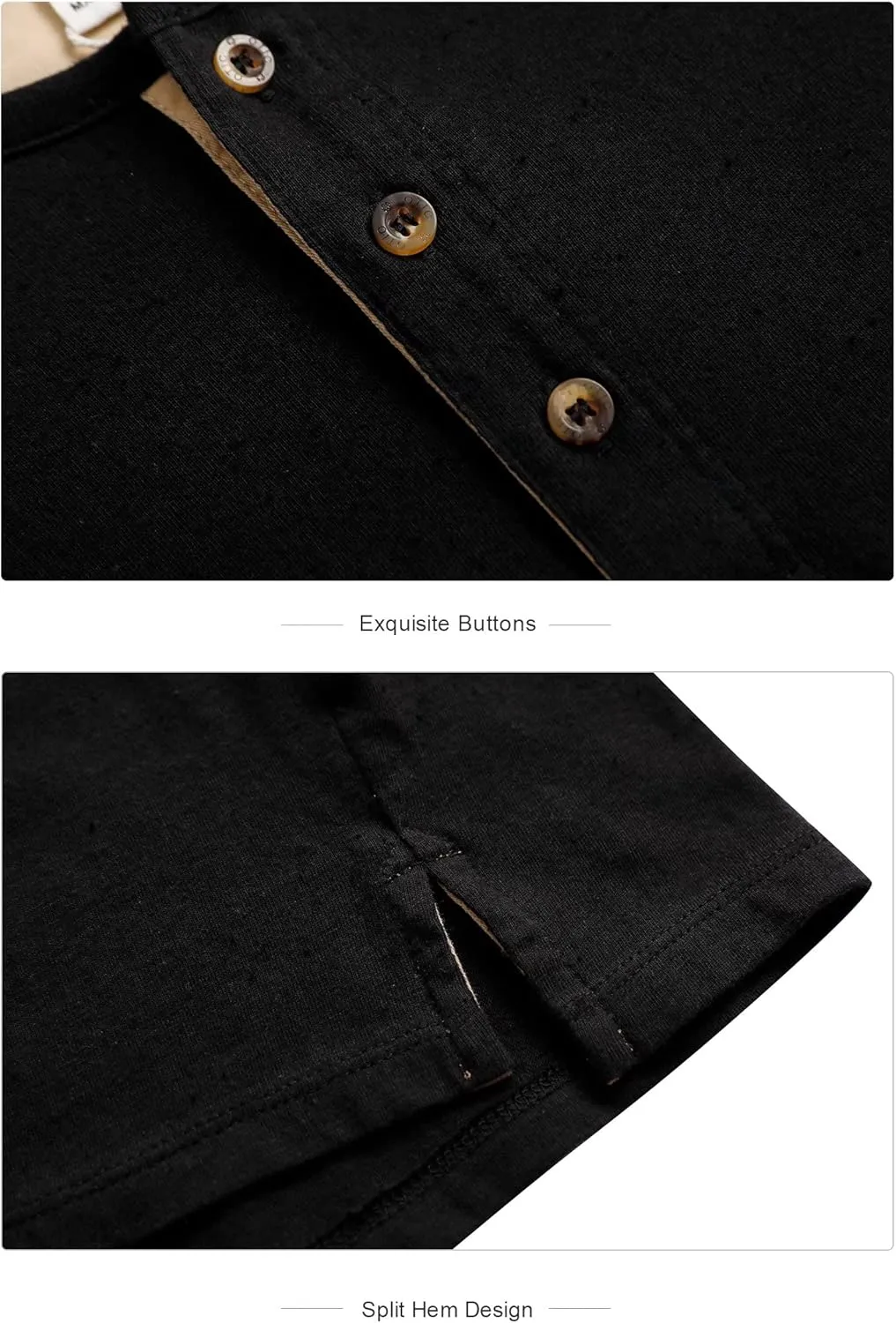 OTIC Men's Long Sleeve Henley Shirt with Button Placket (Sustainable Recycled Cotton)