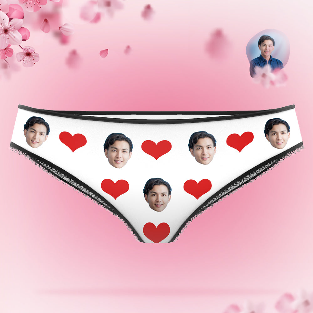 記念日プレゼント-カスタムフォトパンティ-写真入り可能なオリジナル下着ハートマーク