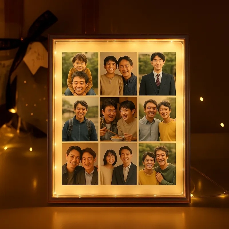 お父さんへの贈り物カスタム Diy ナイトライトカップルフォトフレーム友人誕生日ギフトミラーライト鏡ライト 写真が映る鏡 オーダーメイド鏡-多機能