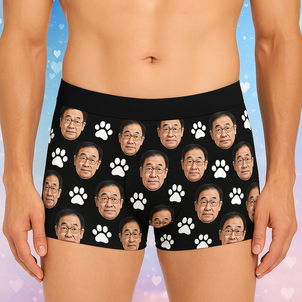ペットのお父さんへのプレゼントパーソナライズされた画像男性下着ボクサーブリーフ白い動物の足跡パターンペット愛好家への最高のギフト
