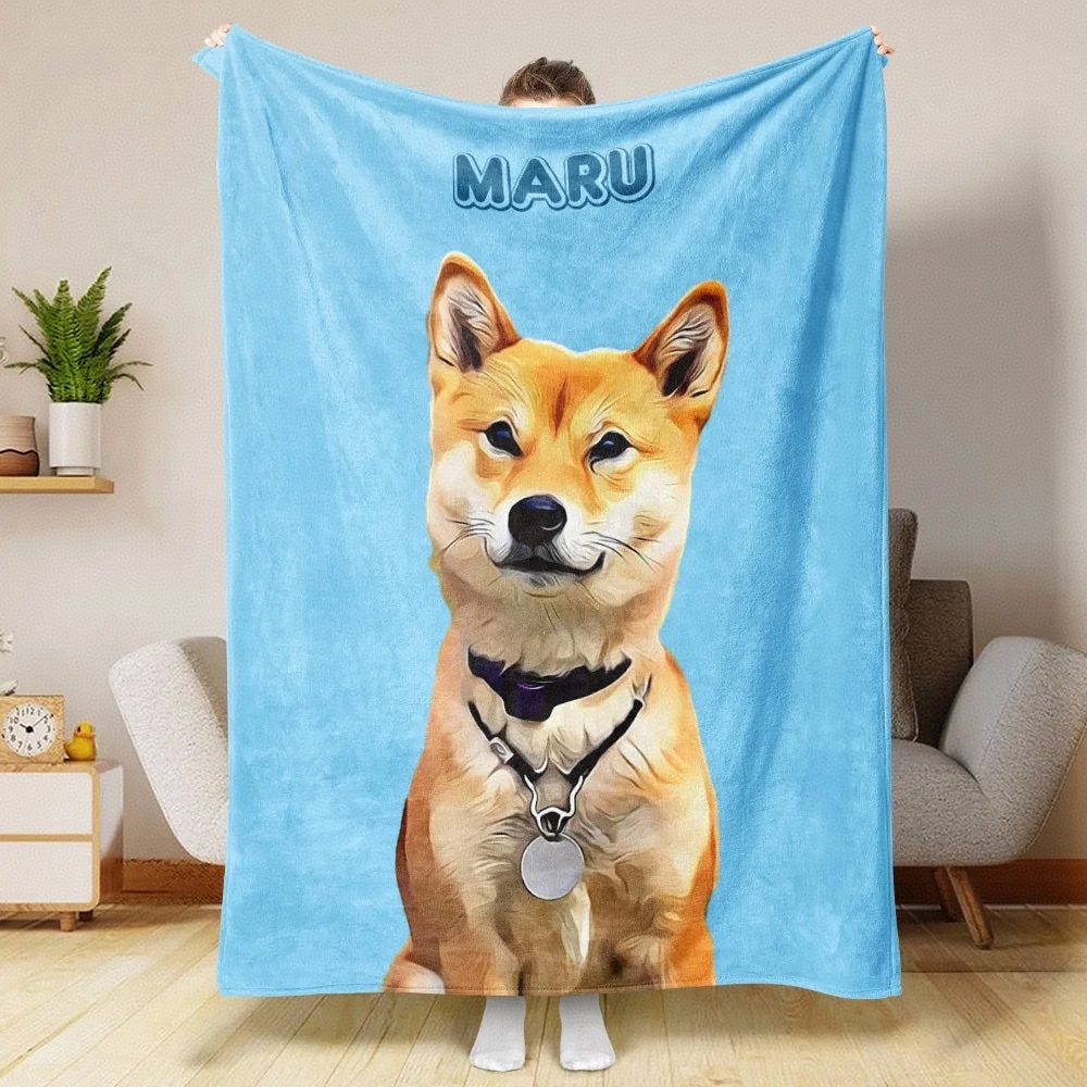 カスタムペット写真の毛布オリジナル犬の写真ブランケットアートポートレートウールの毛布