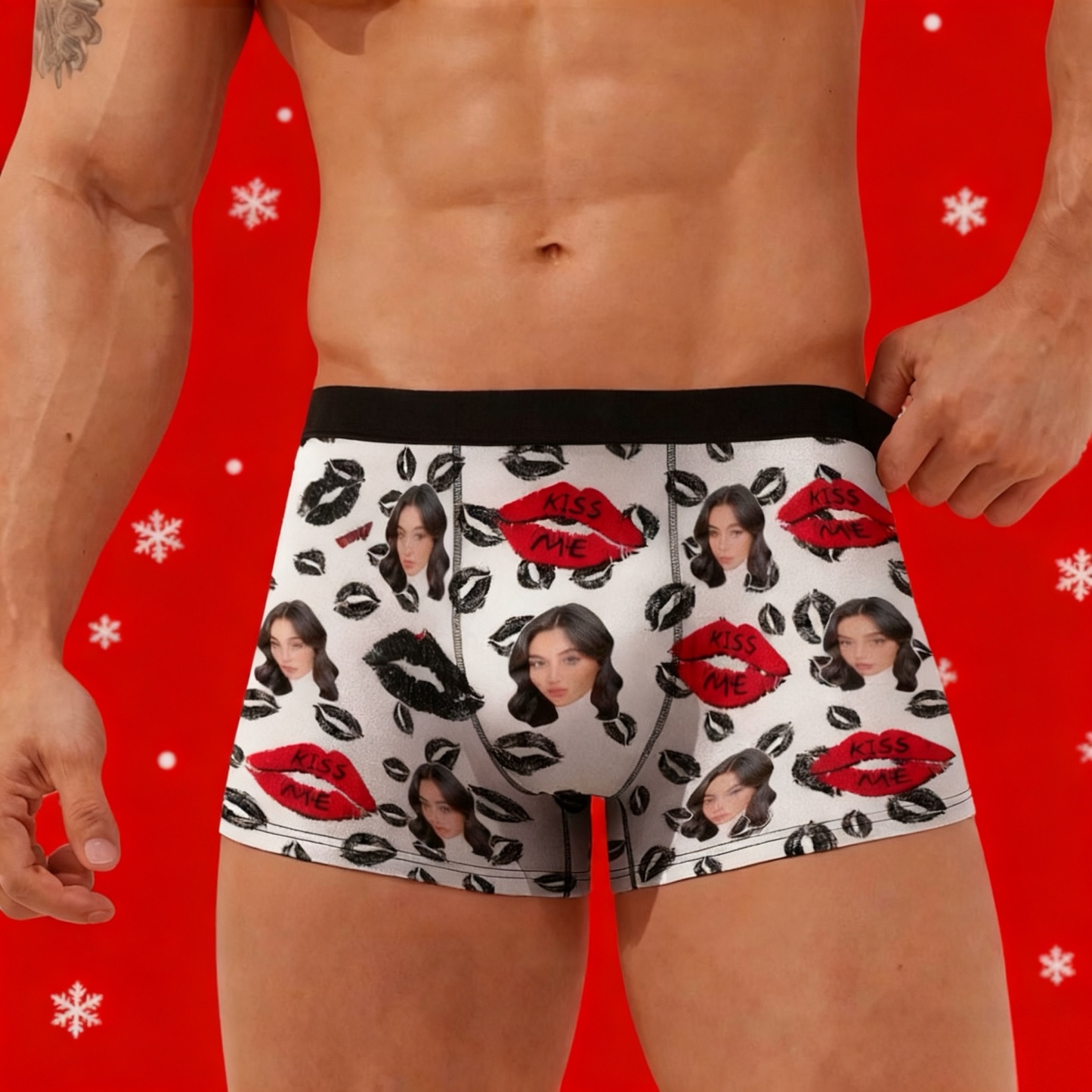 男性用カスタムフェイスアンダーウェア パーソナライズ写真入りボクサーショーツ 記念日ギフトアンダーウェアクリスマスギフト