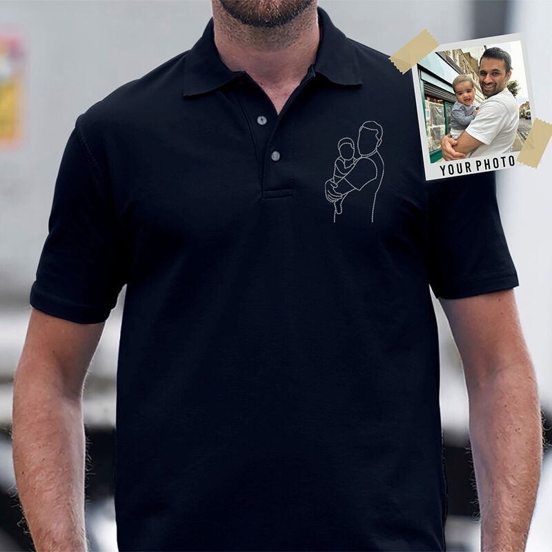 お父さんのためのカスタムフォトポロシャツ パーソナライズされた楽しいシャツ 父の日シャツ