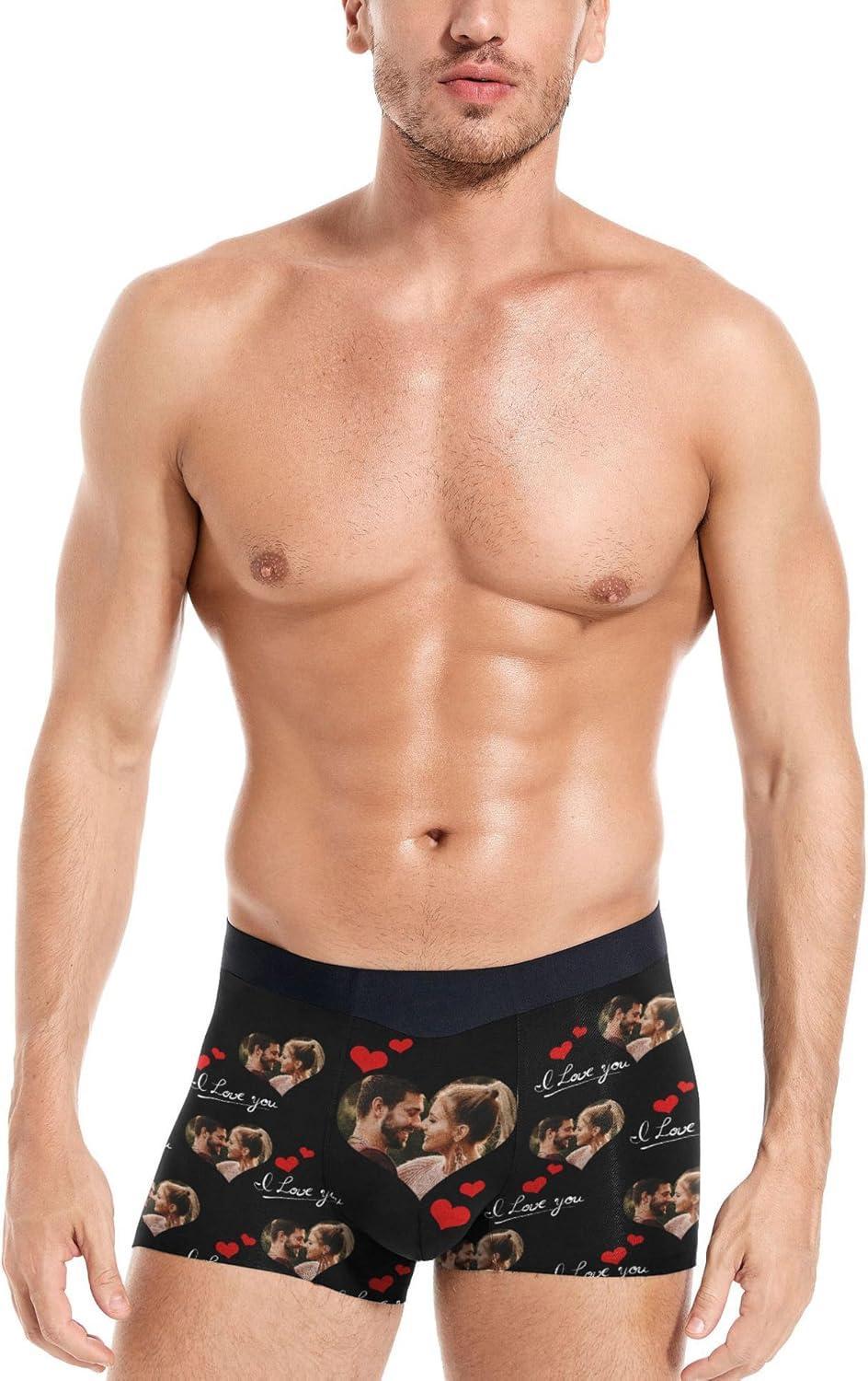 パーソナライズされたカスタムボクサーブリーフ男性用画像付き楽しい下着ショーツ快適なソフトバレンタインデーギフト