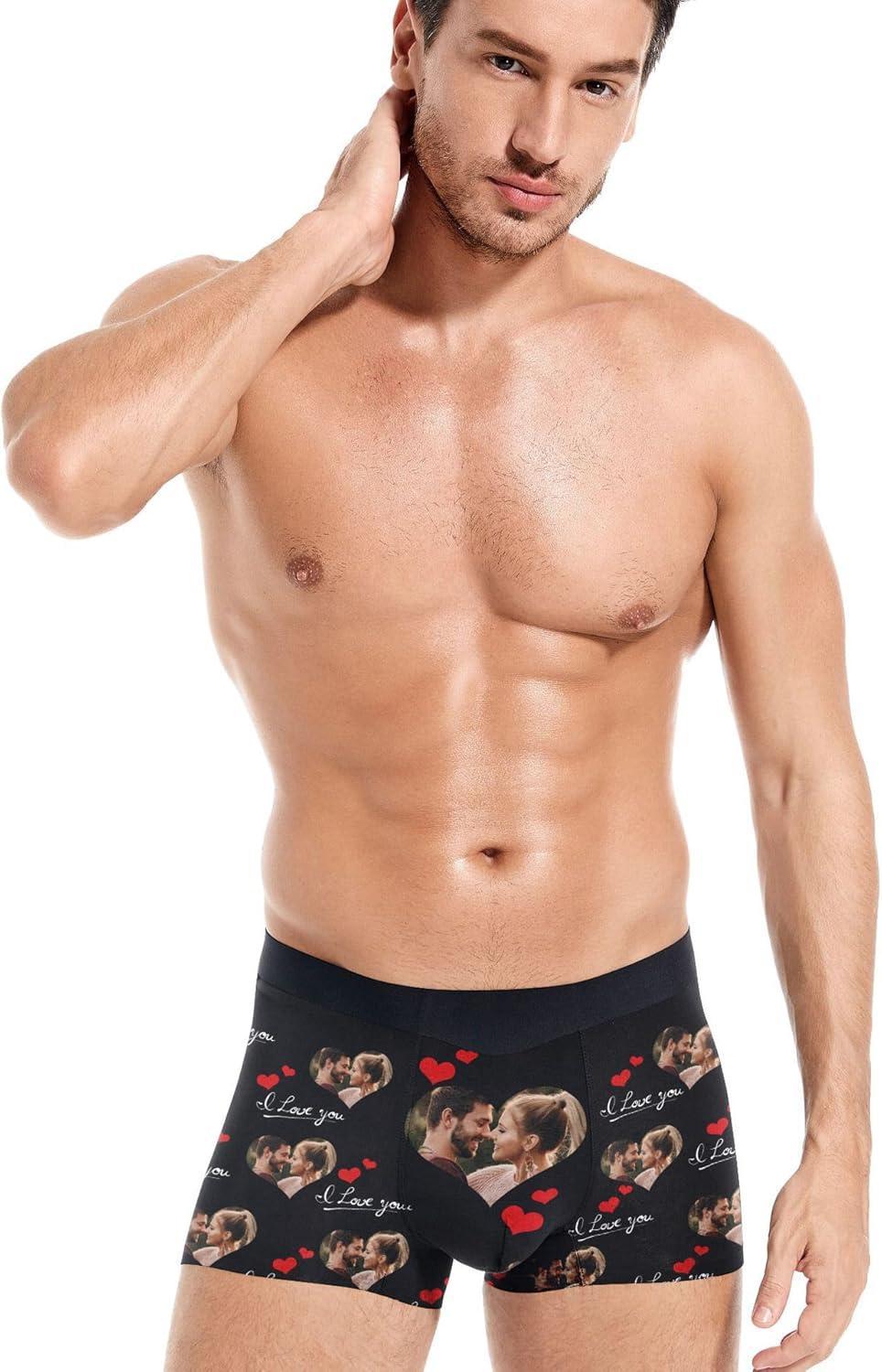 パーソナライズされたカスタムボクサーブリーフ男性用画像付き楽しい下着ショーツ快適なソフトバレンタインデーギフト