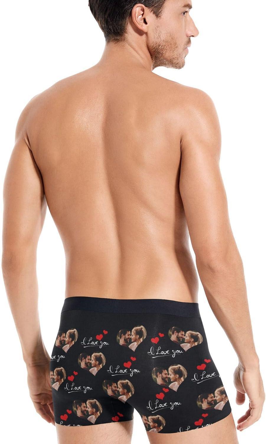 パーソナライズされたカスタムボクサーブリーフ男性用画像付き楽しい下着ショーツ快適なソフトバレンタインデーギフト