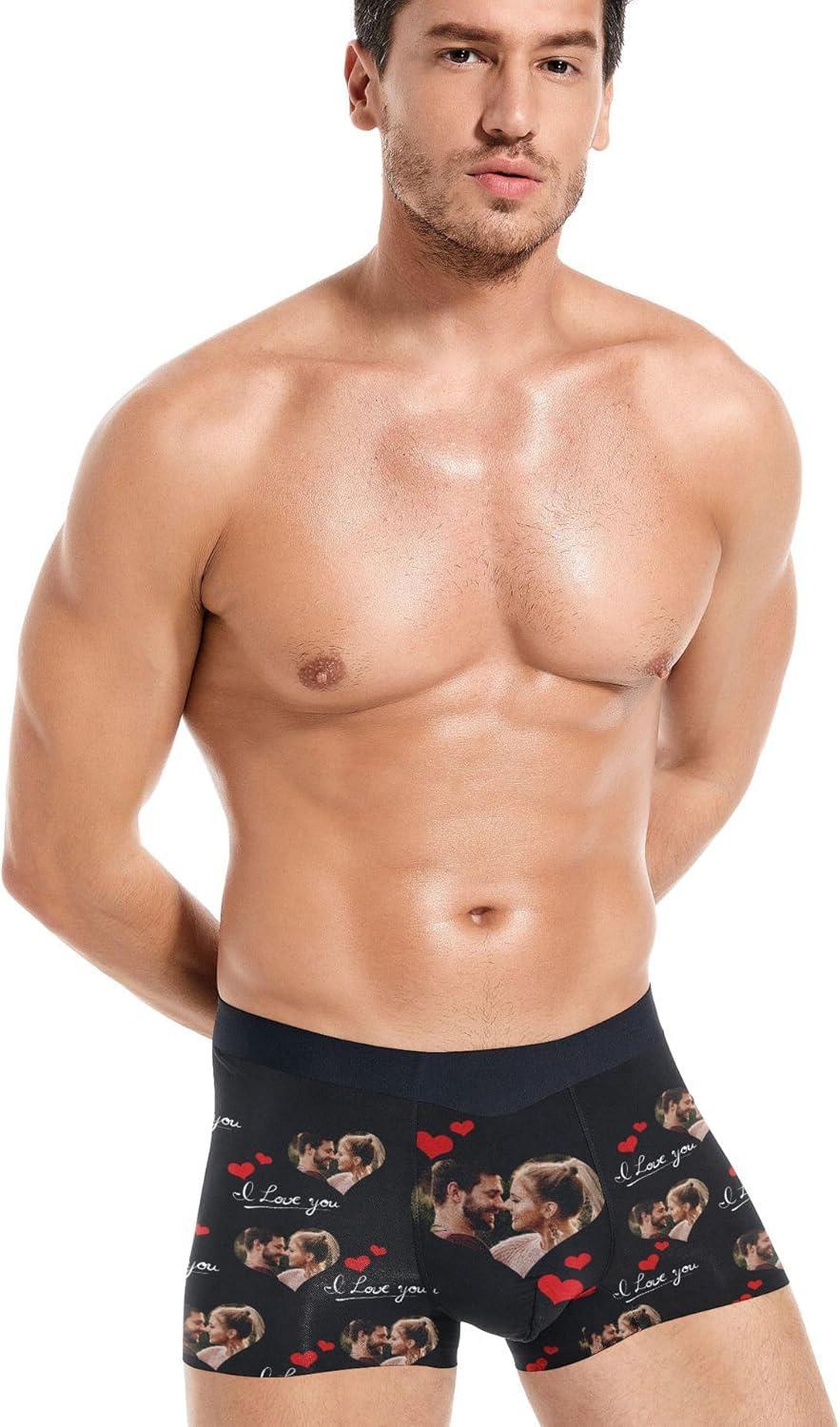 パーソナライズされたカスタムボクサーブリーフ男性用画像付き楽しい下着ショーツ快適なソフトバレンタインデーギフト