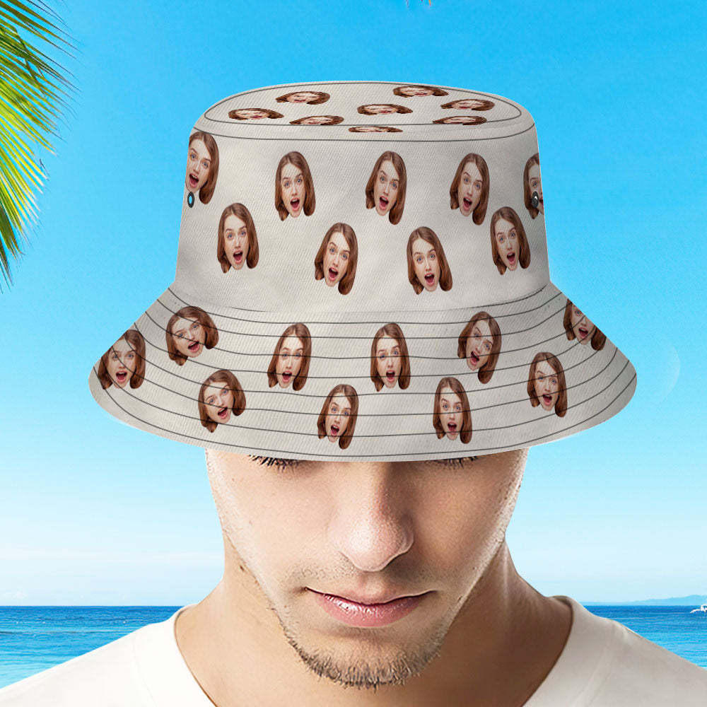 カスタムバケット帽子-写真やテキスト入れ可能な男女兼用パーソナライズされた広いつばの屋外サマーハット-ハイキングビーチス恋人へのギフト
