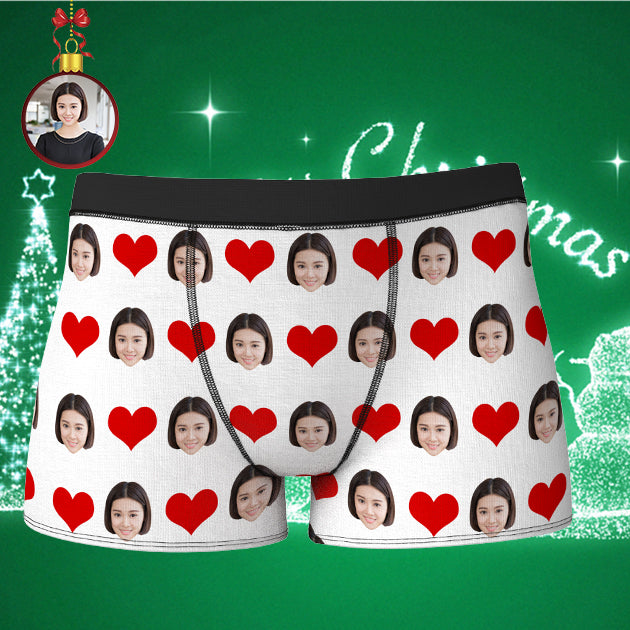 カスタムボクサーパンツ-写真入り可能なオリジナル下着ハートマーク&テキスト