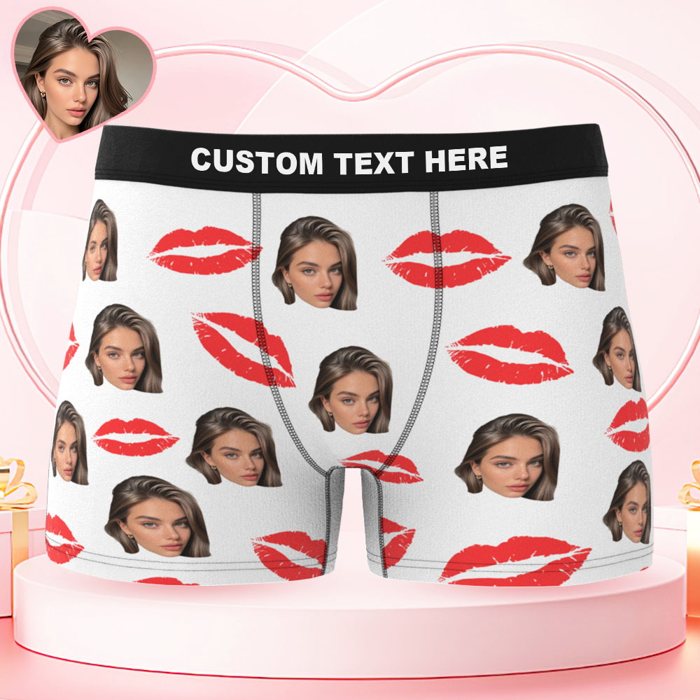 オリジナルフォトパンティー,赤い唇のオリジナルフォト下着,カップル向けのセクシーなギフト