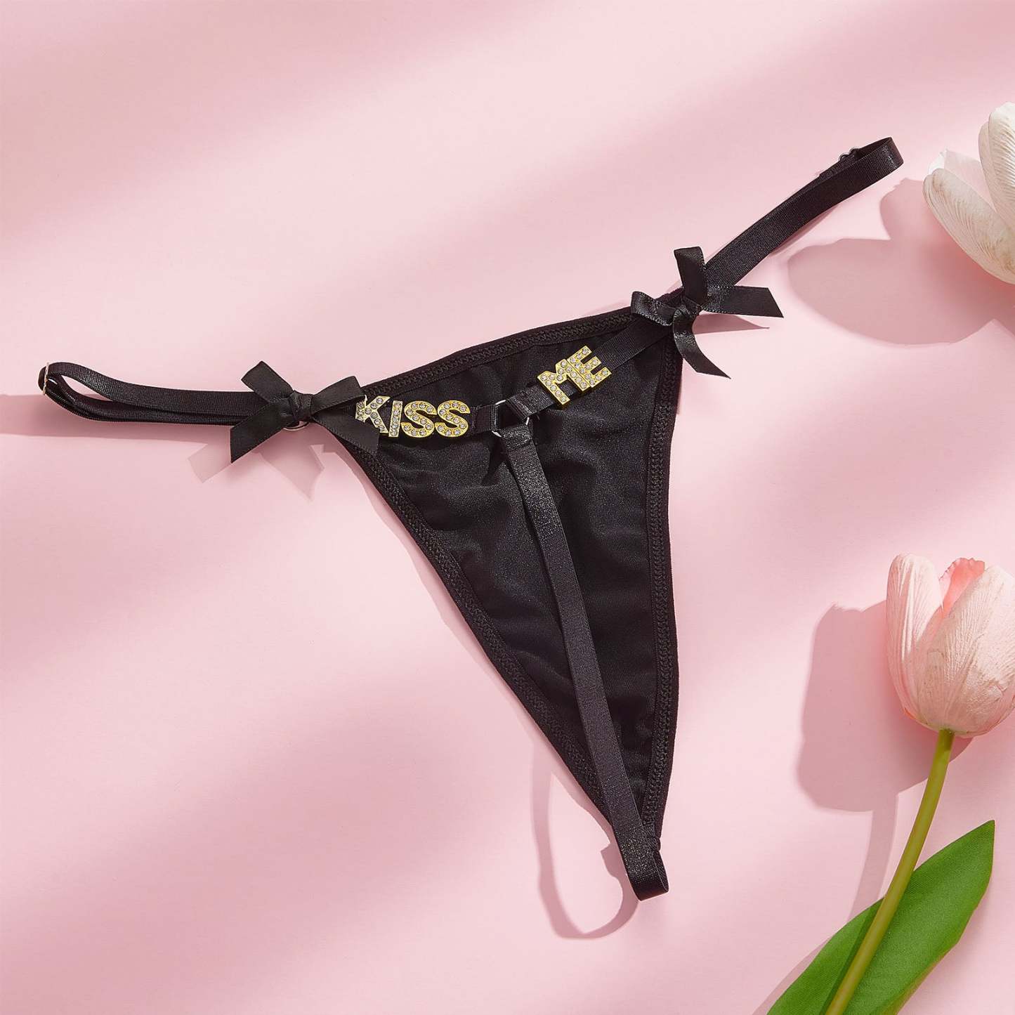 カスタムラインストーンレターtバックパーソナライズされた蝶ネクタイセクシーなtバック - 