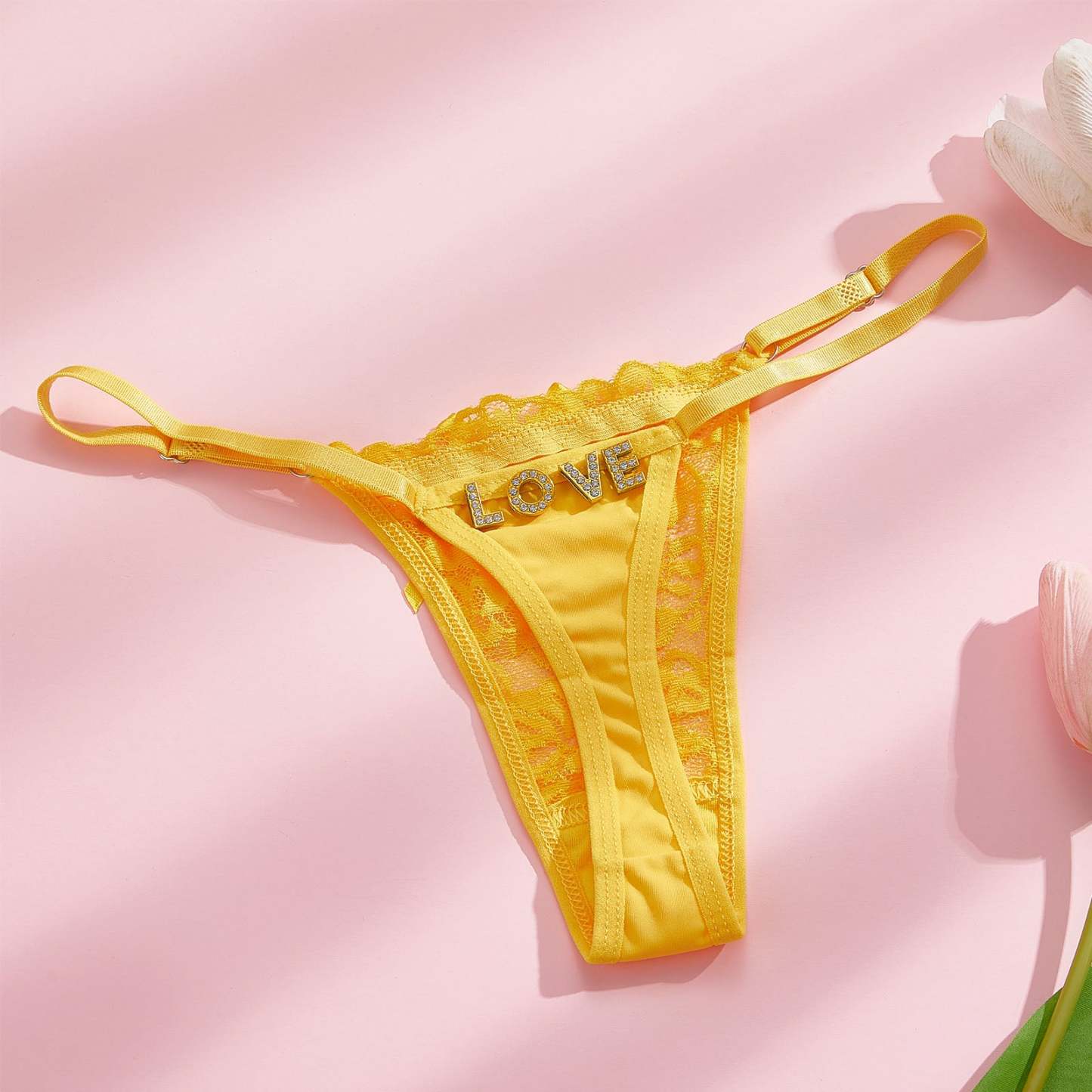 カスタムラインストーンアルファベットtバックパンティー蝶をテーマにした官能的 - 