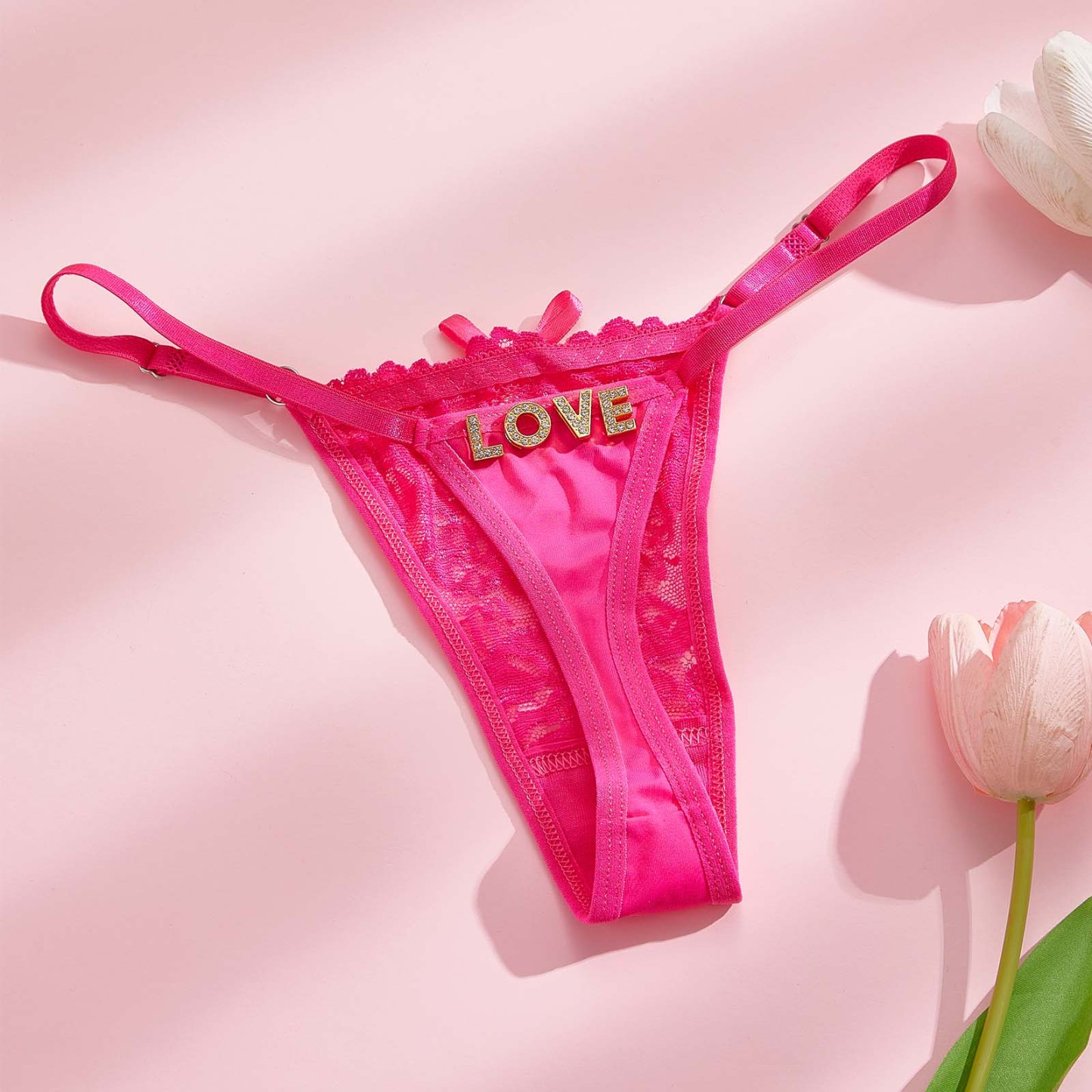 カスタムラインストーンアルファベットtバックパンティー蝶をテーマにした官能的 - 