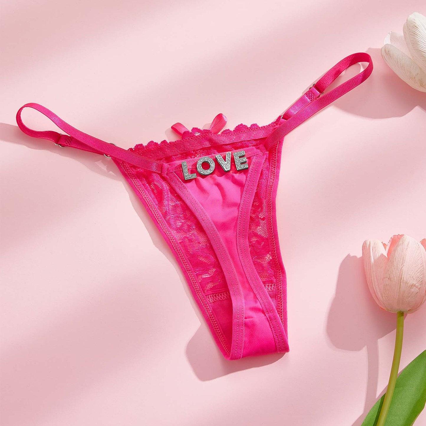 カスタムラインストーンアルファベットtバックパンティー蝶をテーマにした官能的 - 