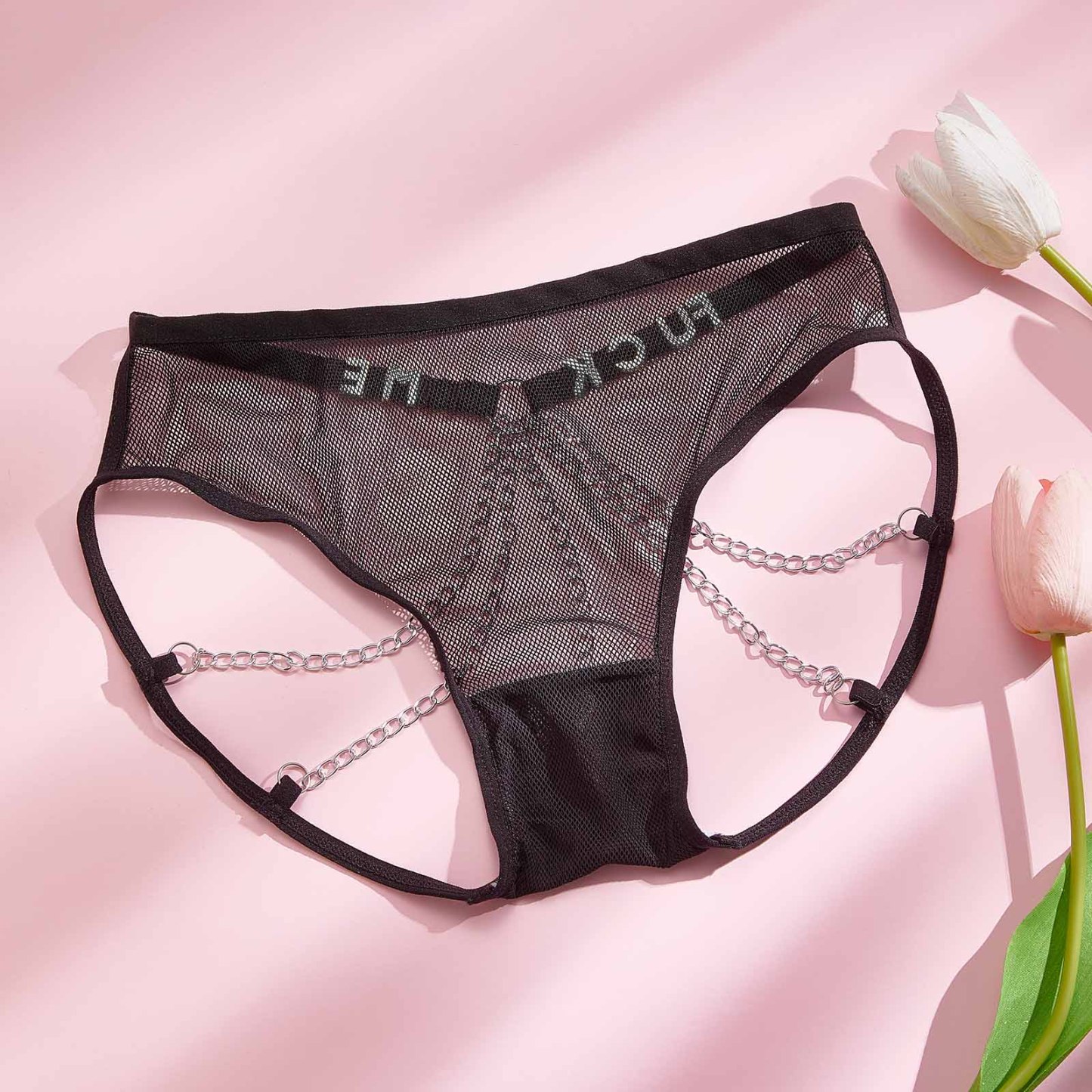 カスタム ラインストーン アルファベット Tバック メッシュ セクシー メッシュ チェーン - 