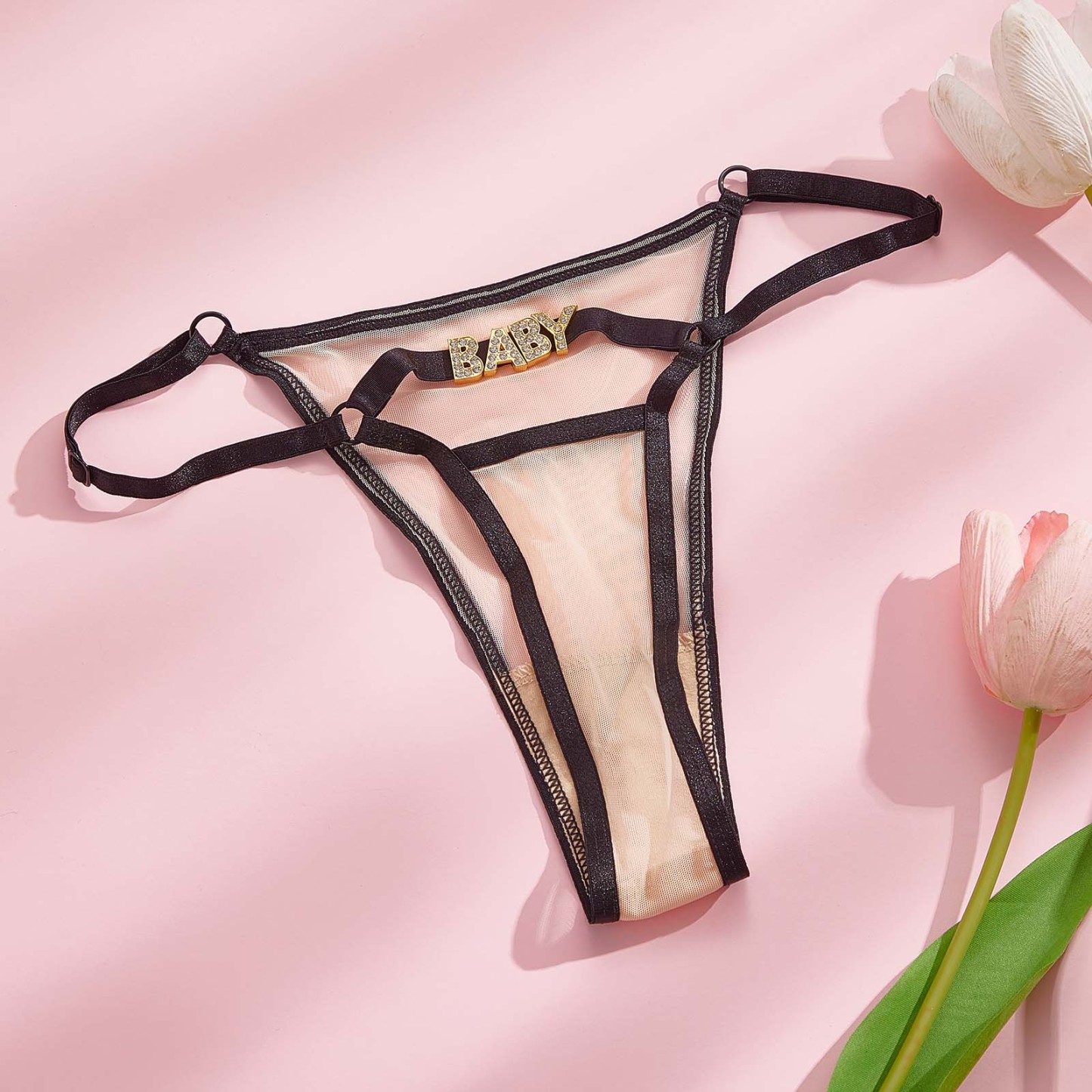 カスタムラインストーンアルファベットひもセクシーな誘惑ひも - 