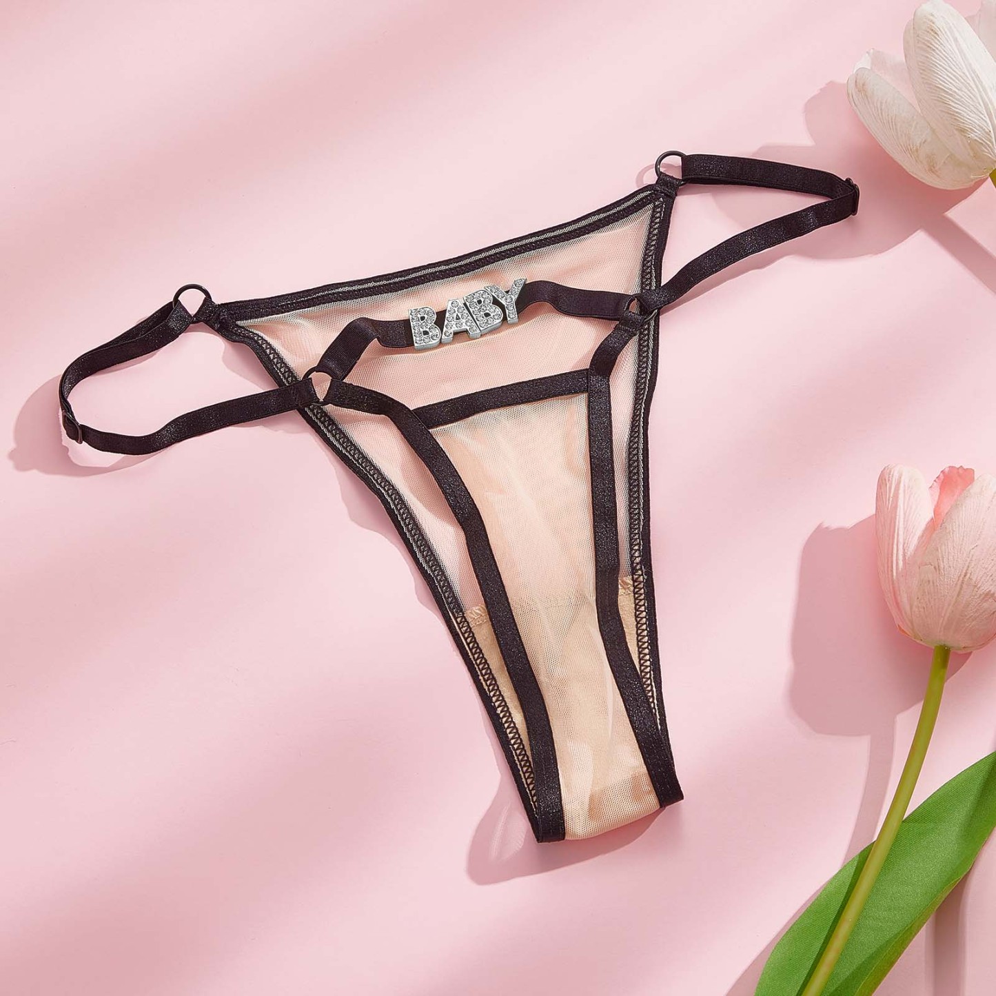 カスタムラインストーンアルファベットひもセクシーな誘惑ひも - 