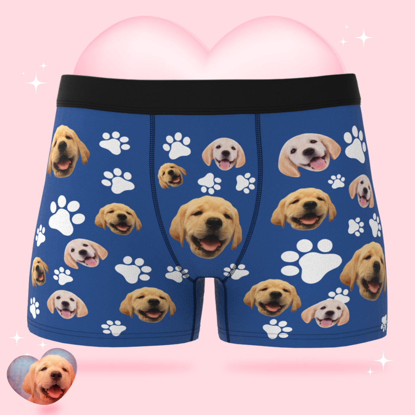 パーソナライズされたペットの顔ボクサー男性用カスタム写真下着ギフト