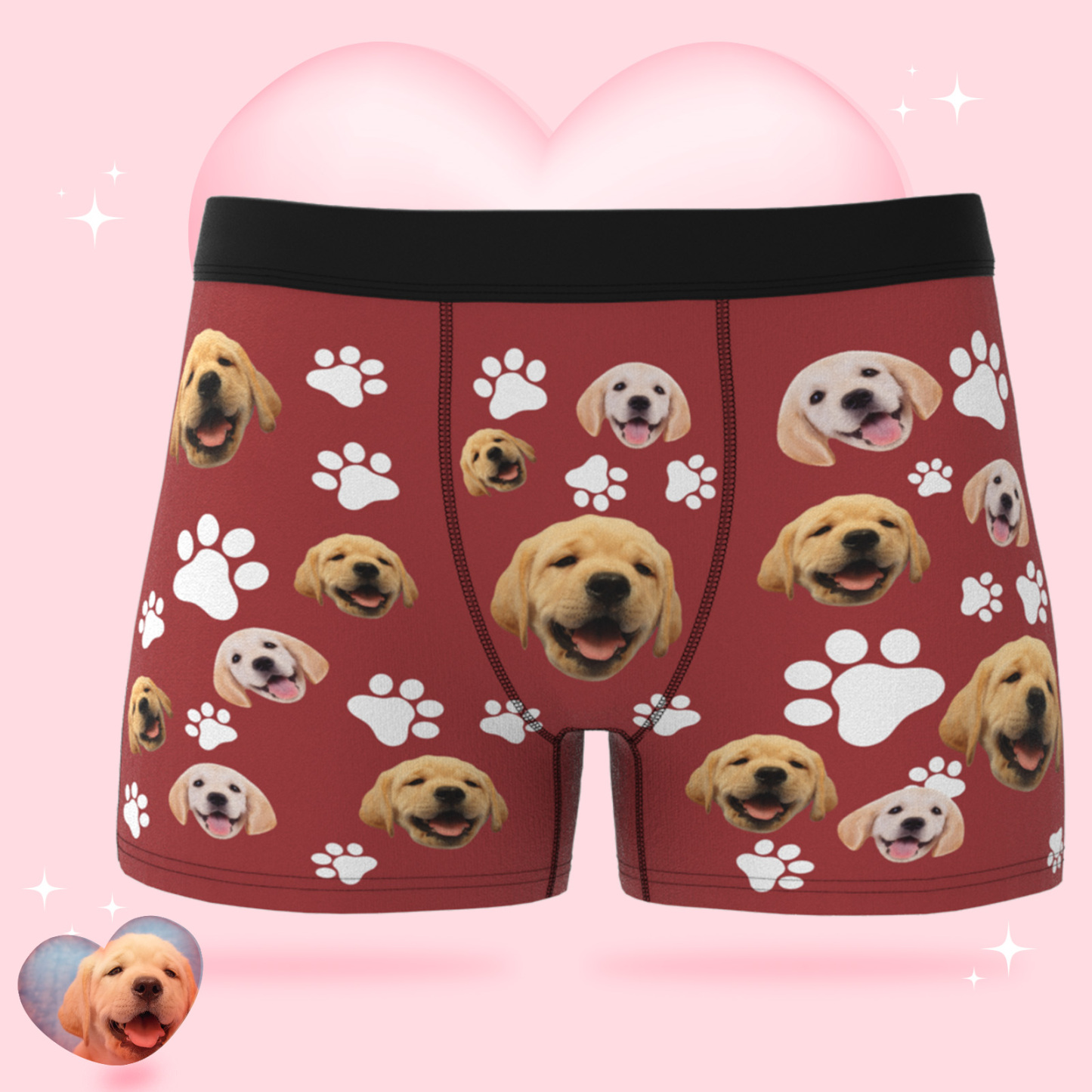 パーソナライズされたペットの顔ボクサー男性用カスタム写真下着ギフト - 