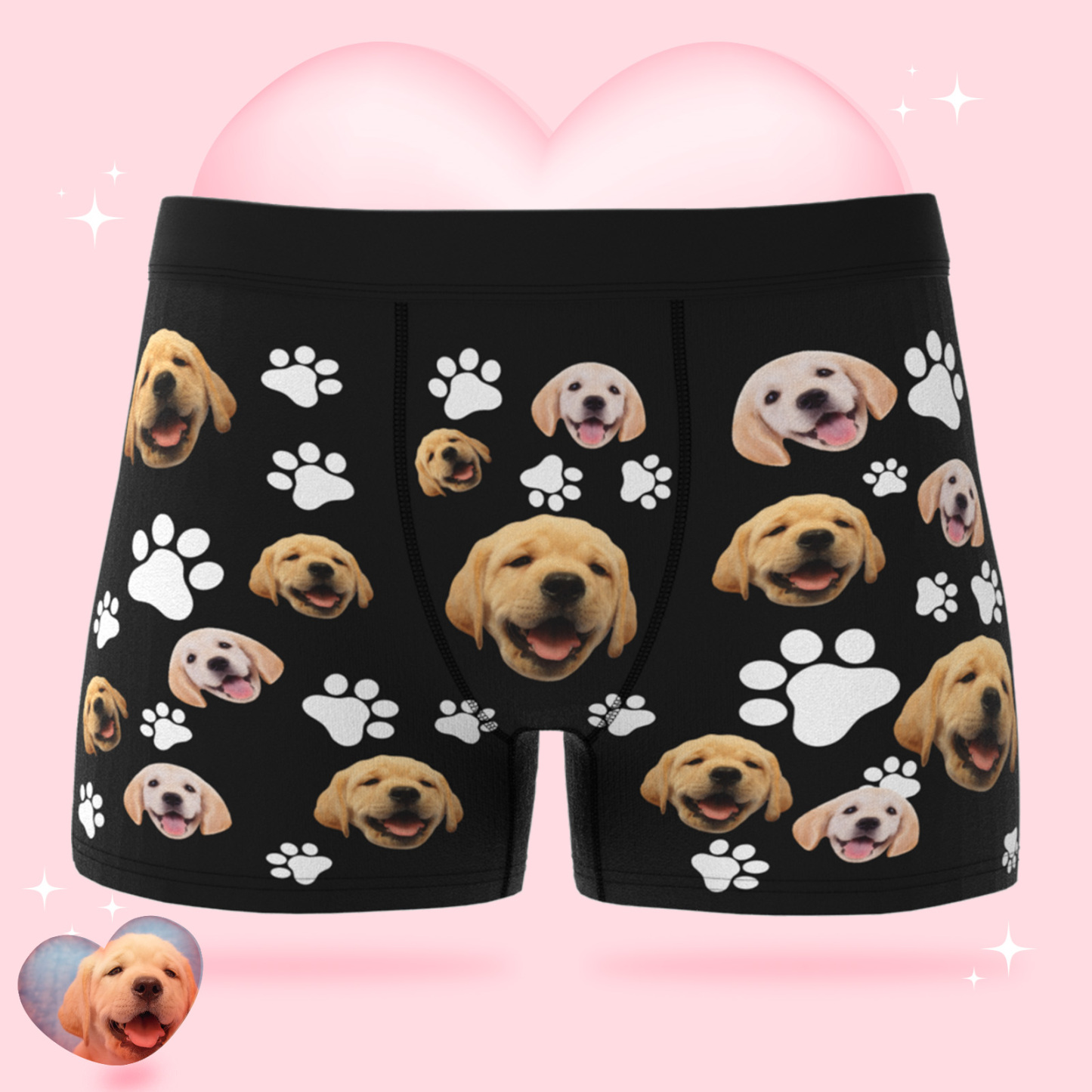 パーソナライズされたペットの顔ボクサー男性用カスタム写真下着ギフト - 