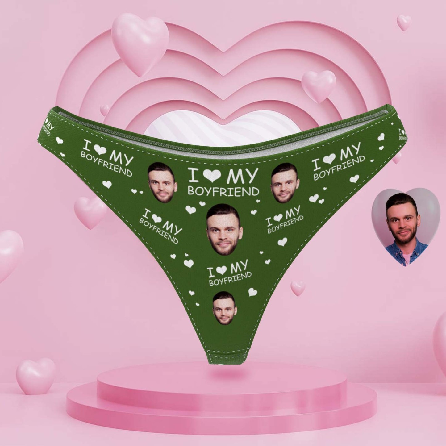 パーソナライズフェイス Tバック - I Love My Boyfriend - 