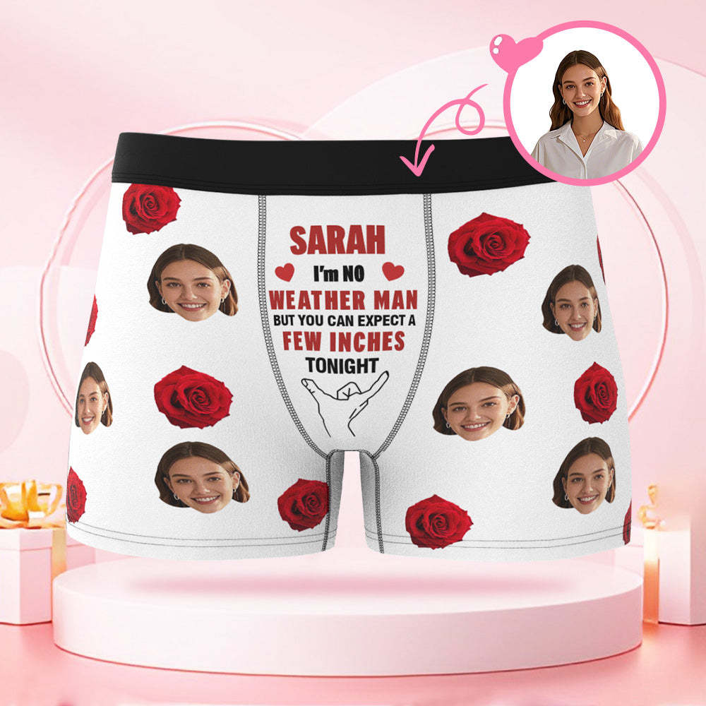 バレンタインデー用のローズフェイスのパーソナライズされたボクサーパンツ,ボーイフレンドへの名前付きの個別のバレンタインデーギフト - 