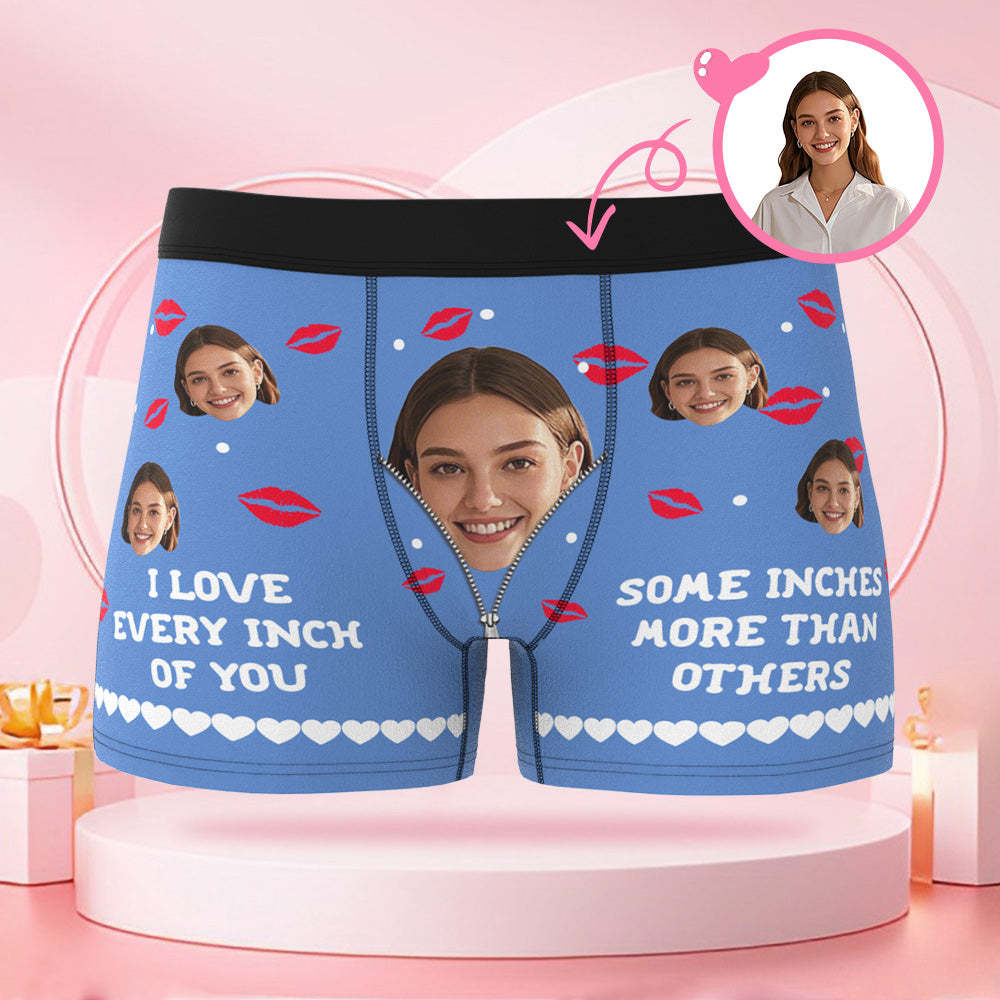 リッププリントと顔付きのカスタムバレンタインデーボクサーパンツ,ボーイフレンドへのバレンタインデーギフト - 