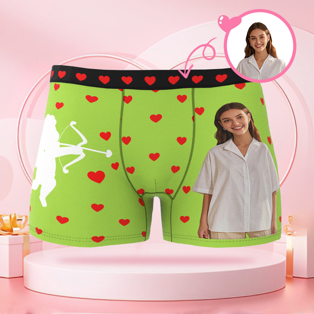 パーソナライズされたキューピッドフォトブリーフ,パーソナライズされた顔付きのバレンタインデーボクサーパンツ,ボーイフレンドへのバレンタインデーギフト. - 