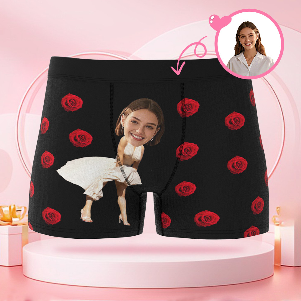 女性用のカスタム漫画ドレス,パーソナライズされた顔のバレンタインデーボクサーショーツ,ボーイフレンドへのバレンタインデーギフト - 
