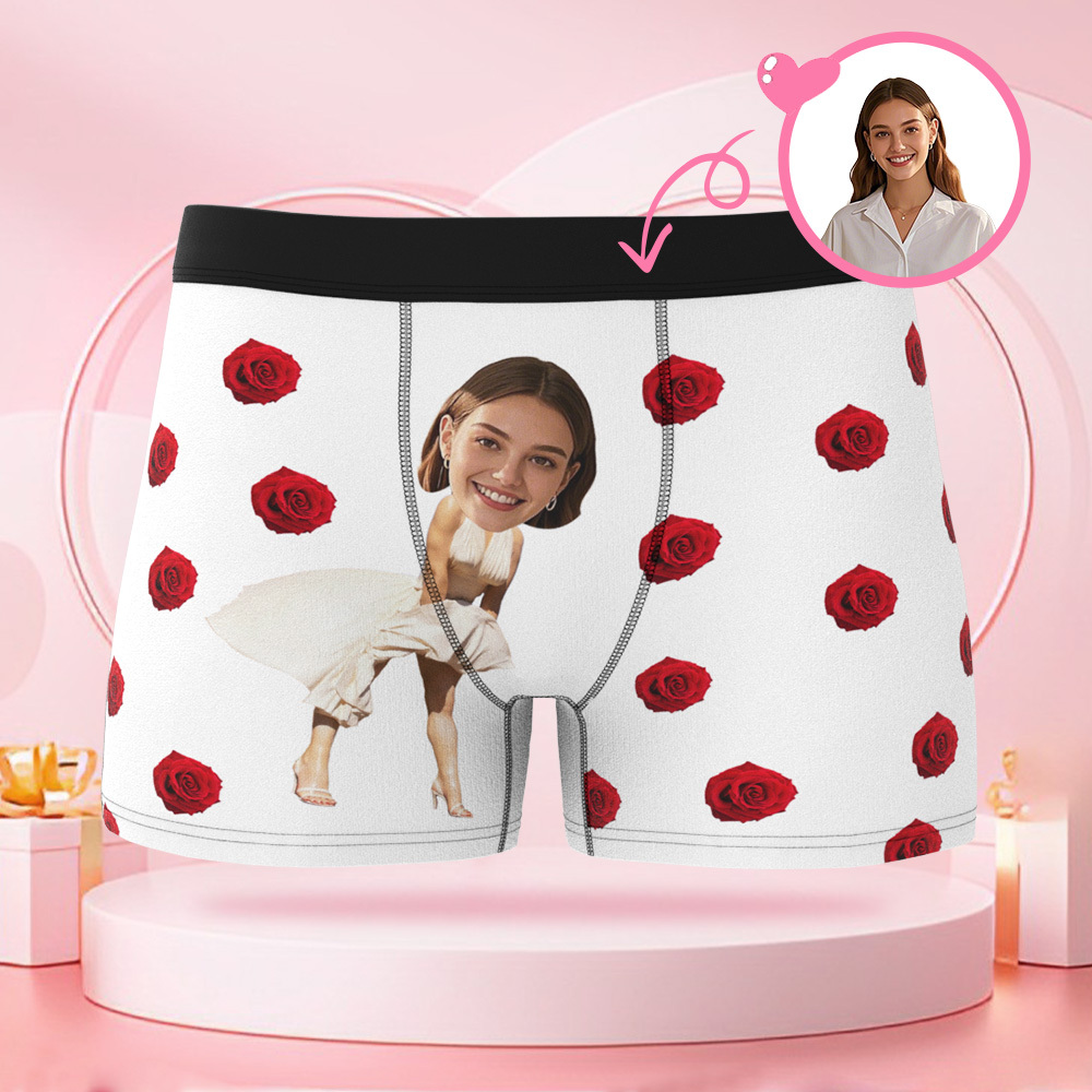 女性用のカスタム漫画ドレス,パーソナライズされた顔のバレンタインデーボクサーショーツ,ボーイフレンドへのバレンタインデーギフト - 