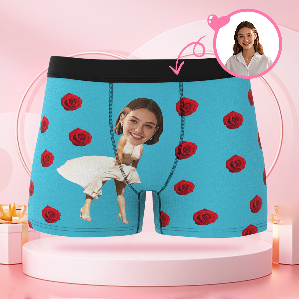 女性用のカスタム漫画ドレス,パーソナライズされた顔のバレンタインデーボクサーショーツ,ボーイフレンドへのバレンタインデーギフト - 