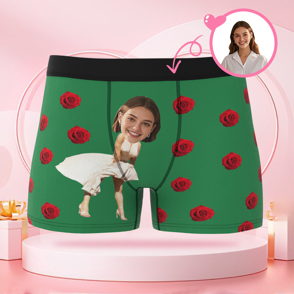 女性用のカスタム漫画ドレス,パーソナライズされた顔のバレンタインデーボクサーショーツ,ボーイフレンドへのバレンタインデーギフト - 