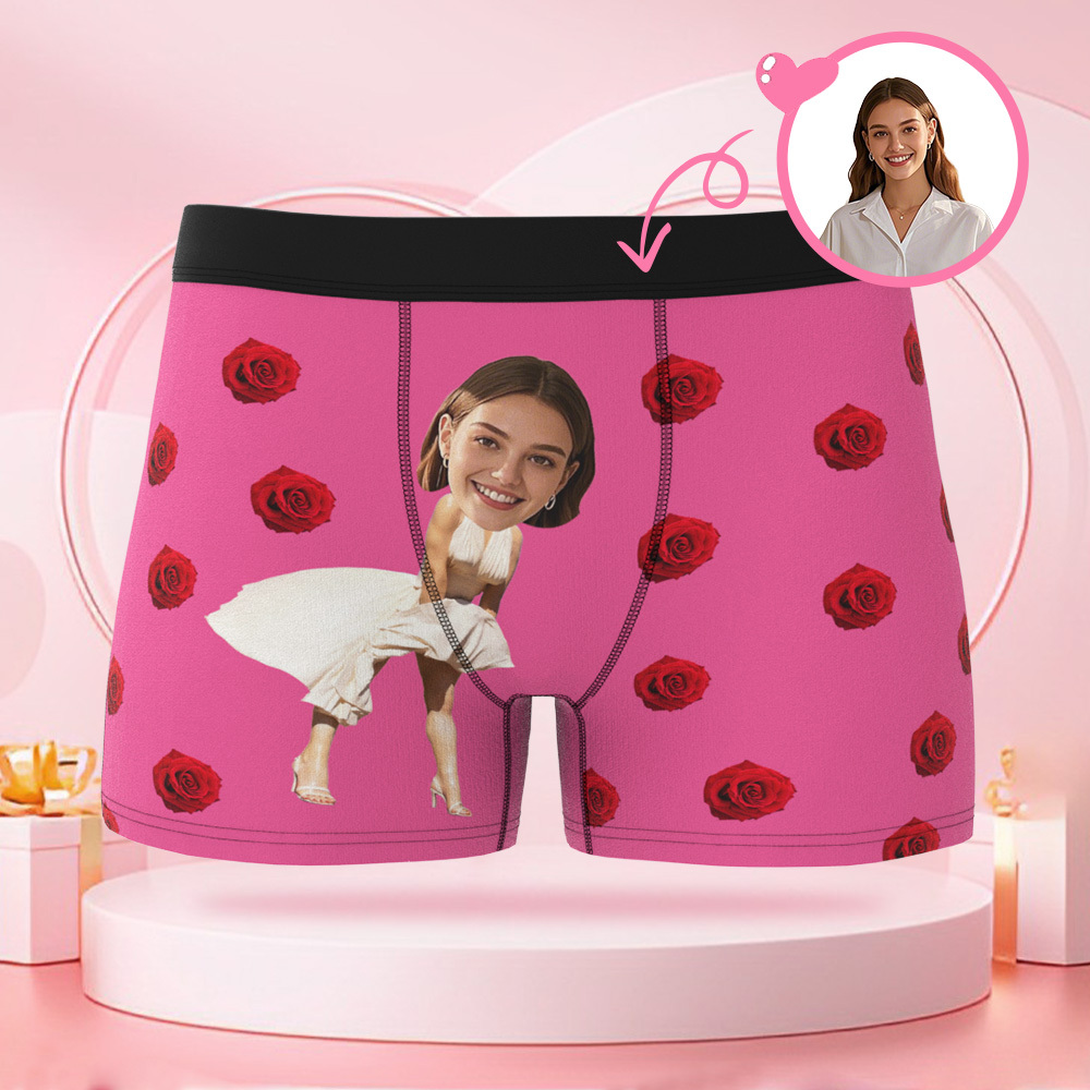 女性用のカスタム漫画ドレス,パーソナライズされた顔のバレンタインデーボクサーショーツ,ボーイフレンドへのバレンタインデーギフト - 