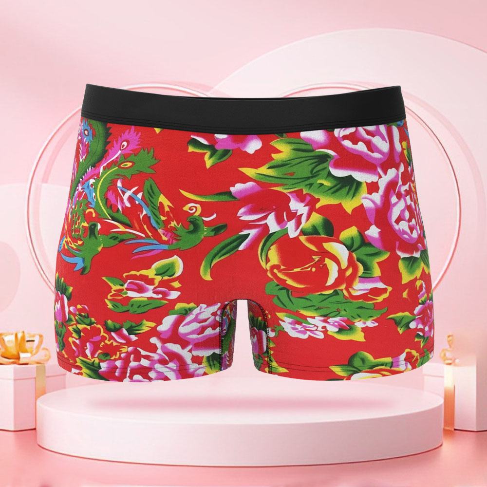 カスタマイズされた顔を持つカスタムヒューマンフェイスフラワードラゴンとフェニックスボクサー,バレンタインデーのボーイフレンドへのサプライズギフト - 