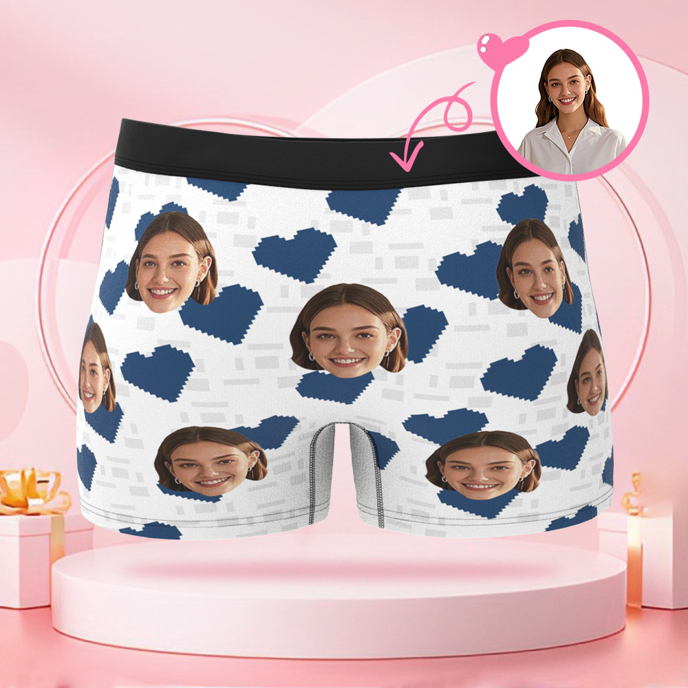 カスタムスクエアハート型メンズボクサー,カスタムフェイス付き,ボーイフレンドへのバレンタインデーのサプライズギフト. - 