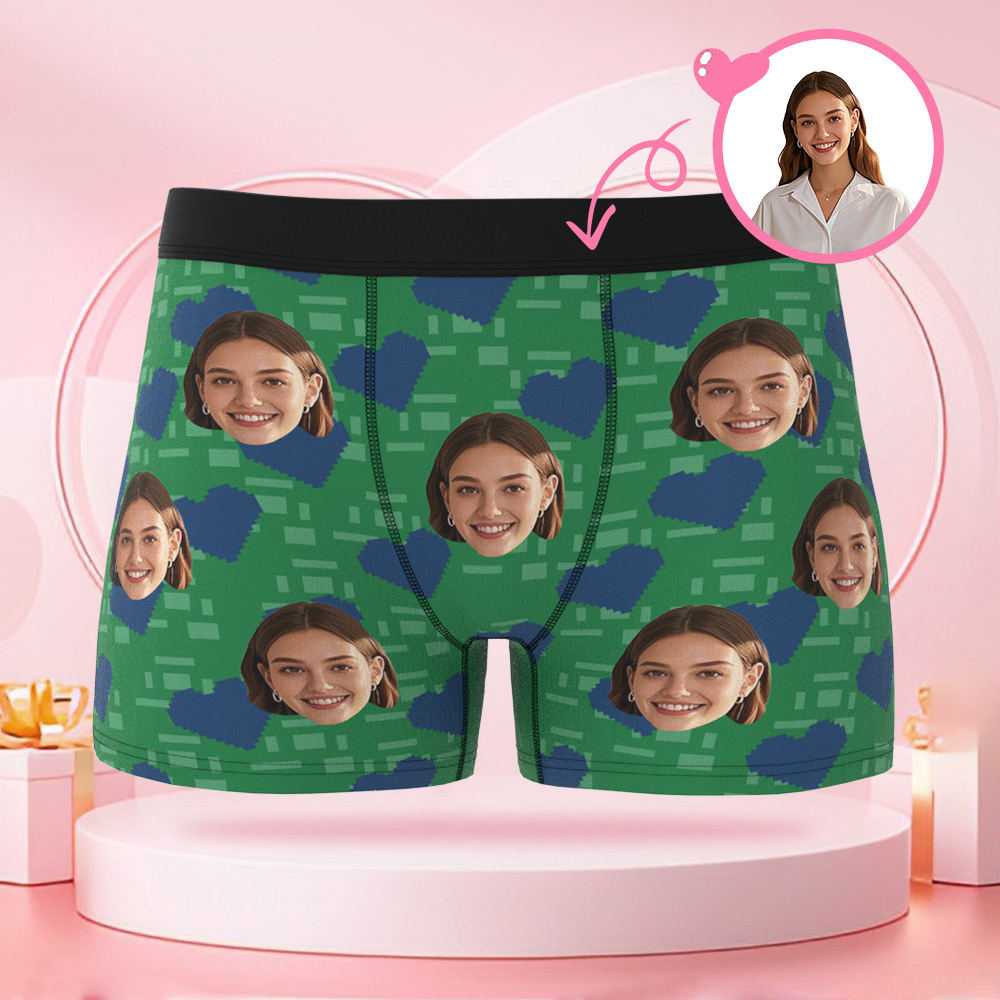 カスタムスクエアハート型メンズボクサー,カスタムフェイス付き,ボーイフレンドへのバレンタインデーのサプライズギフト. - 