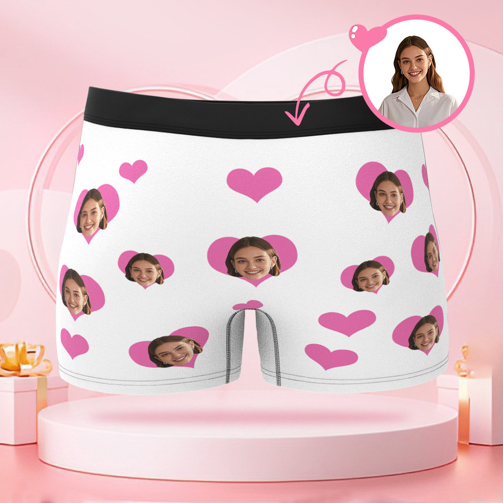 カスタマイズされた写真のハート型メンズボクサー,カスタマイズされた顔付き,バレンタインデーのボーイフレンドへのサプライズギフト - 
