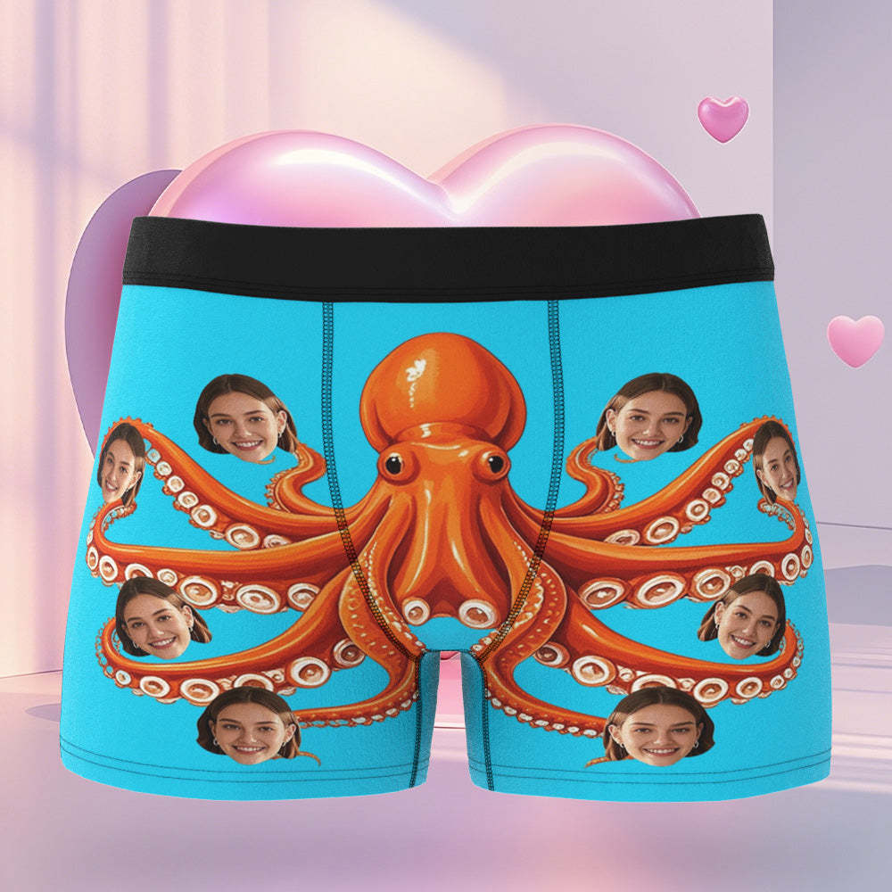 バレンタインデー用のカスタム ボクサー ショーツ.カスタム フェイスとタコのバレンタインデー ギフト.彼氏へのプレゼント - 