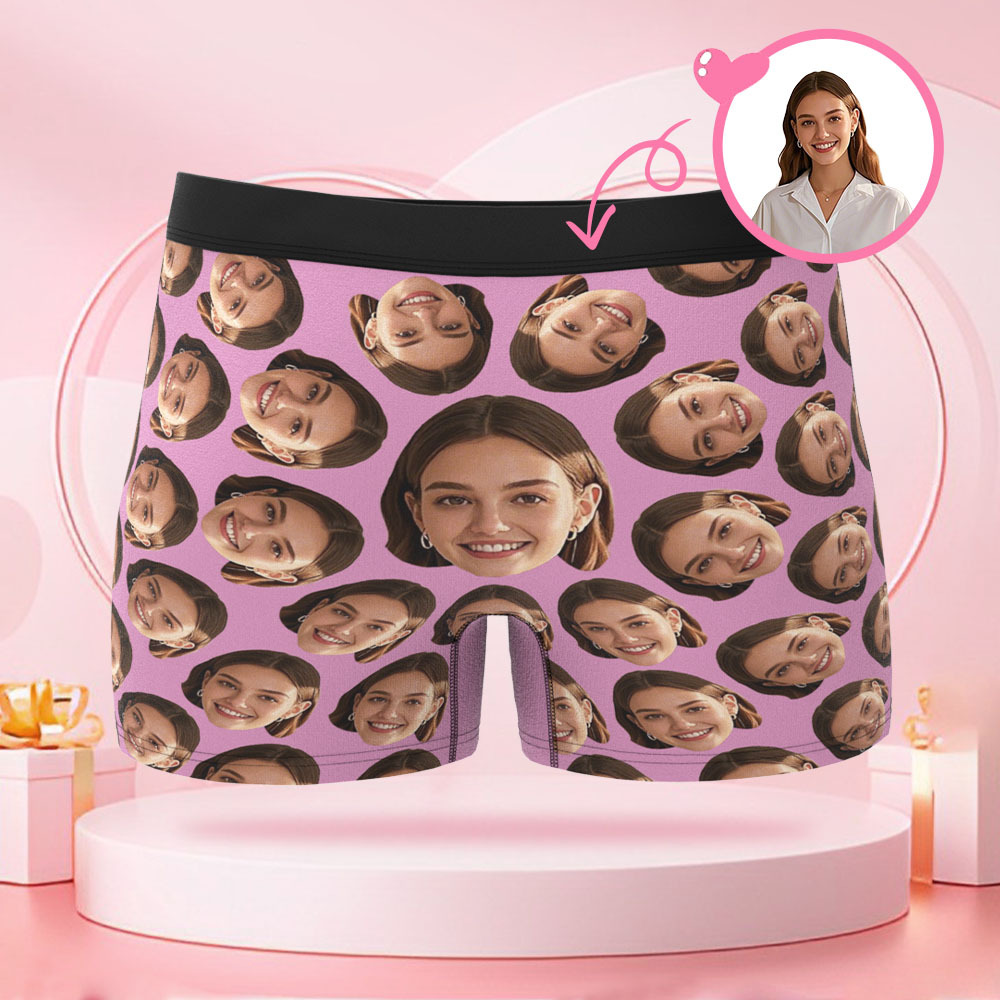 カスタマイズされたヒューマンフェイスメンズボクサーブリーフ,回転するヒューマンフェイス付きボクサーギフト,バレンタインデーのボーイフレンドへ - 