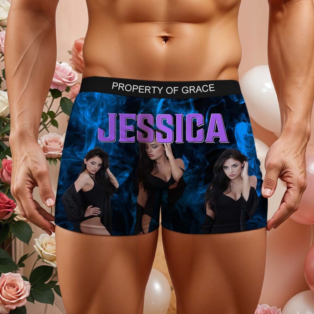 カスタムメンズフェイスボクサーヴィンテージフェイスボクサーパーソナライズされたフェイスボクサーバレンタインデーの下着 - 