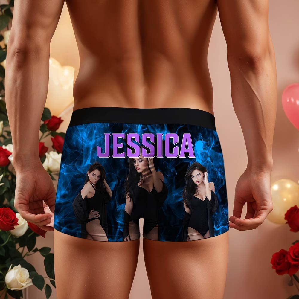 カスタムメンズフェイスボクサーヴィンテージフェイスボクサーパーソナライズされたフェイスボクサーバレンタインデーの下着 - 