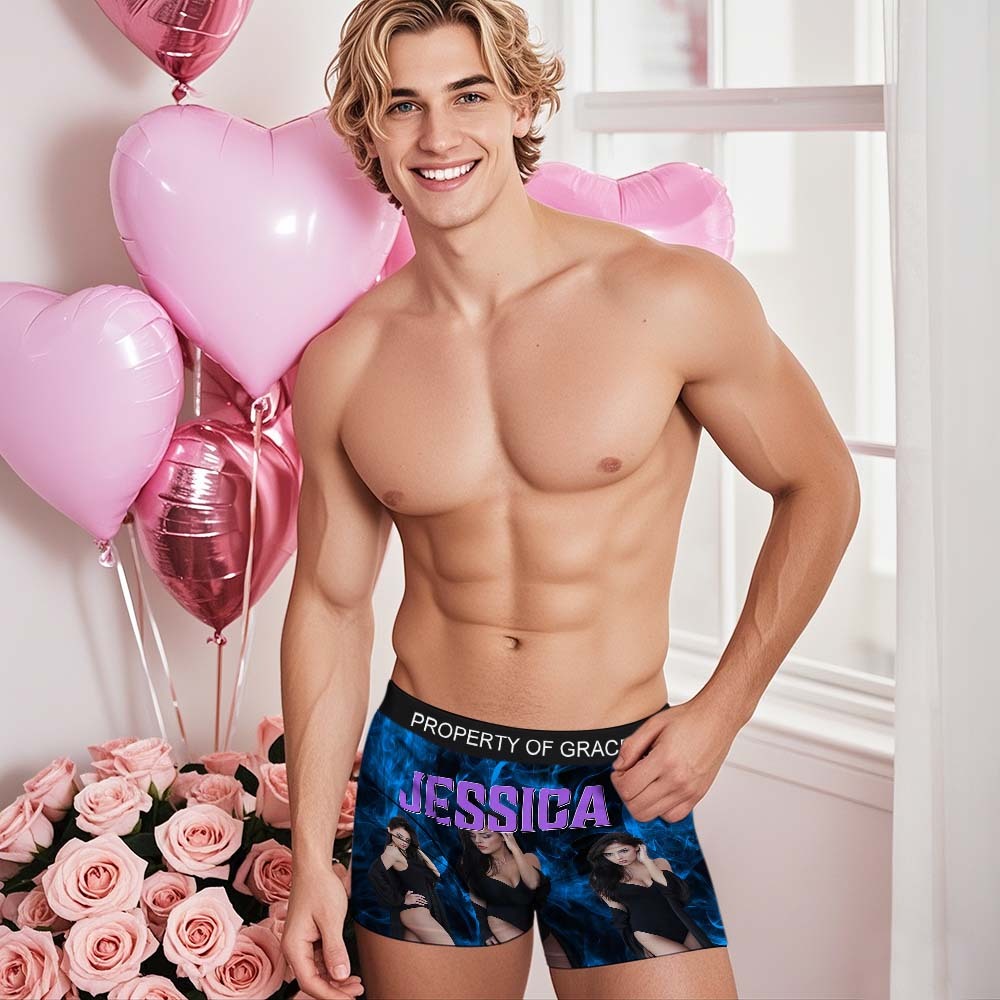 カスタムメンズフェイスボクサーヴィンテージフェイスボクサーパーソナライズされたフェイスボクサーバレンタインデーの下着 - 