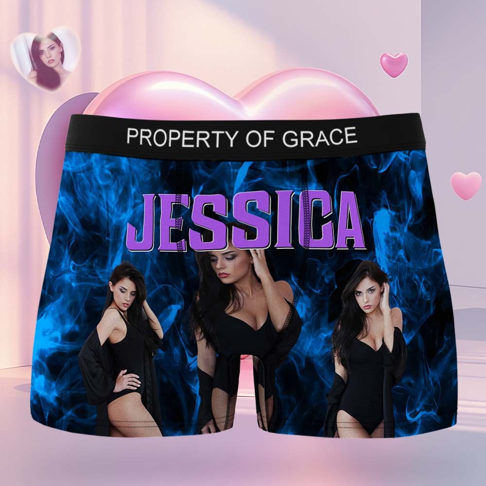 カスタムメンズフェイスボクサーヴィンテージフェイスボクサーパーソナライズされたフェイスボクサーバレンタインデーの下着 - 