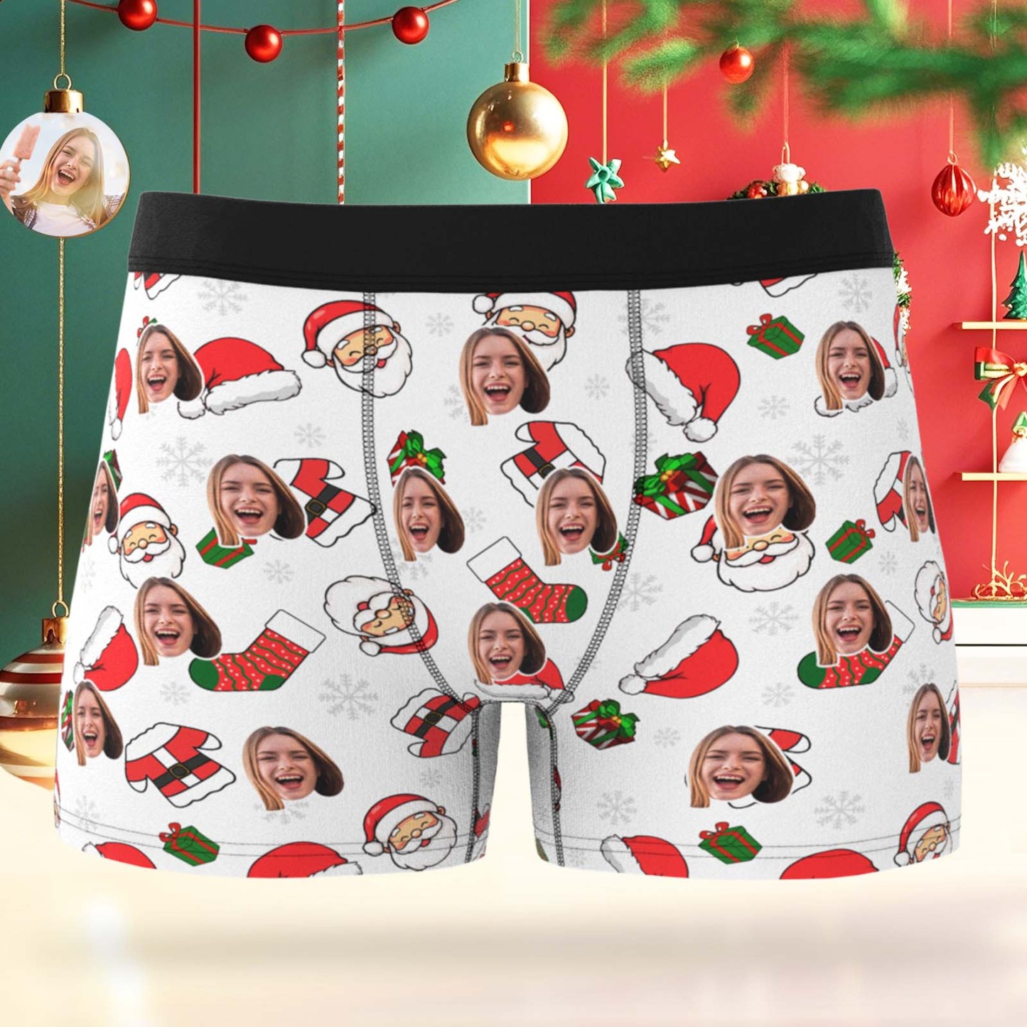 カスタムボクサーブリーフ パーソナライズされたメンズボクサー 彼氏へのカスタムクリスマスギフト - 