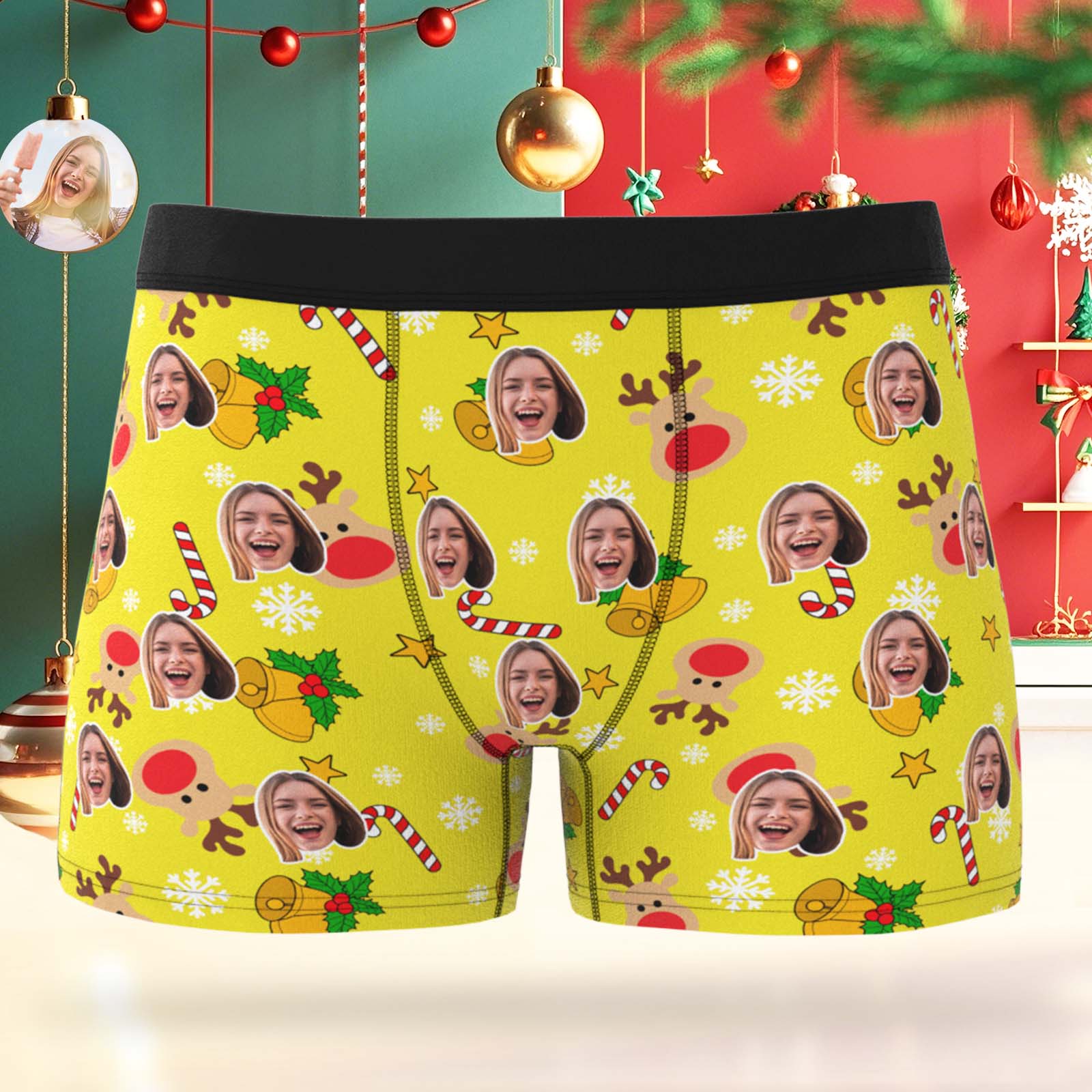 カスタムフォトクリスマスショーツ,カスタムサンタボクサーショーツ,パーソナライズされたクリスマス下着ギフト