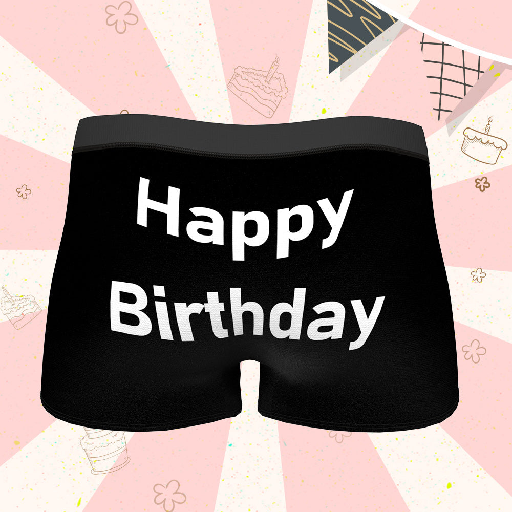 カスタムフォトボクサーパンツ-写真とテキスト入れ可能な誕生日下着彼氏や旦那や友達へのプレゼント