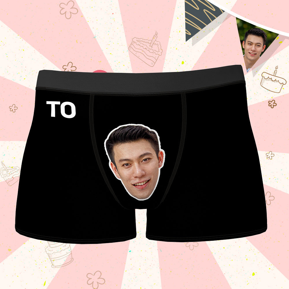 カスタムフォトボクサーパンツ-写真とテキスト入れ可能な誕生日下着彼氏や旦那や友達へのプレゼント