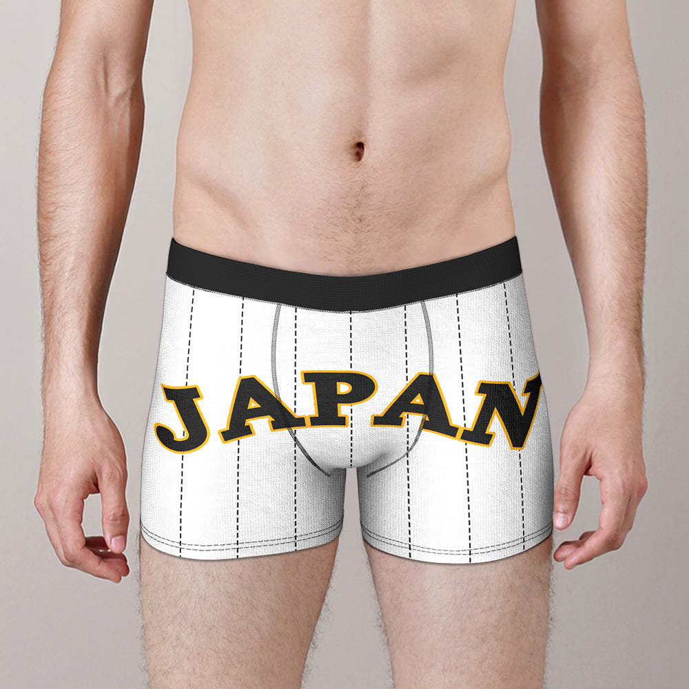 カスタム野球ファンボクサーパンツ-名前と番号入れ可能な野球ファン下着ショーツギフト-JAPAN