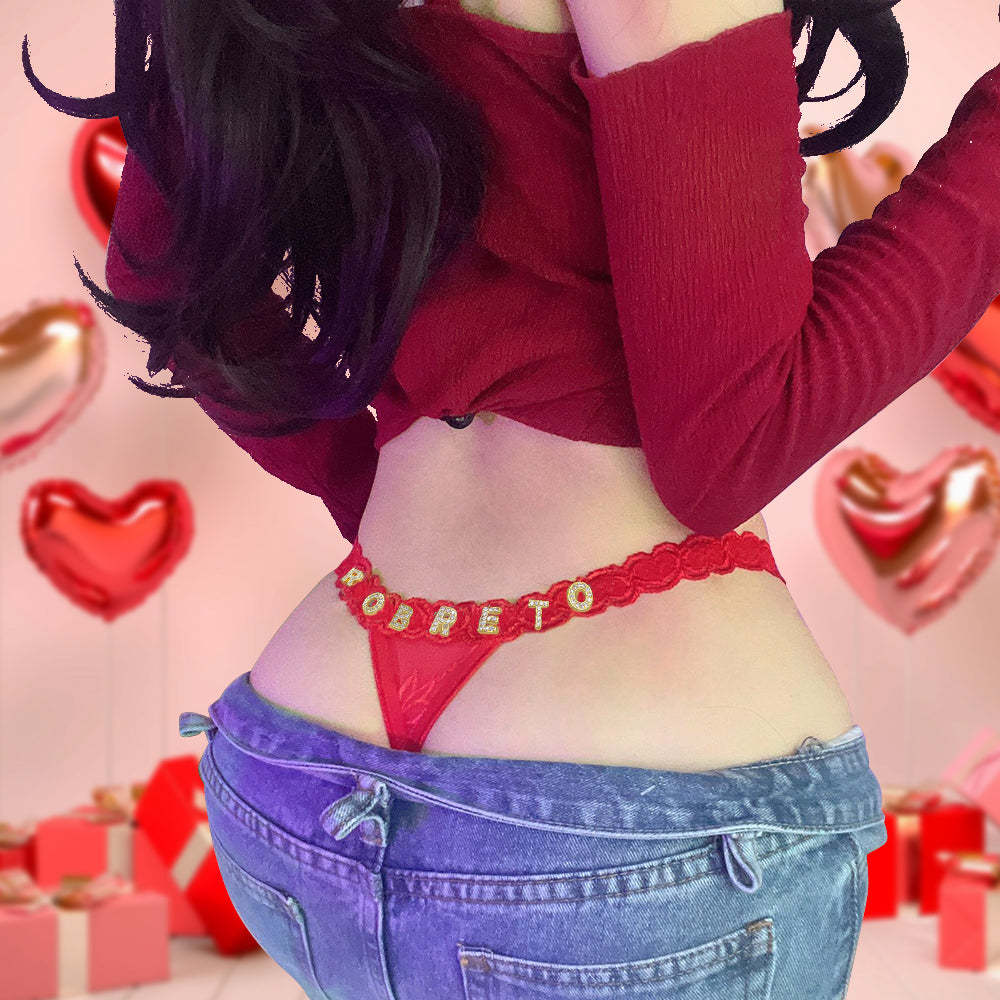 彼女へのジュエリークリスタルレターネームギフト付きカスタムレースtバック -