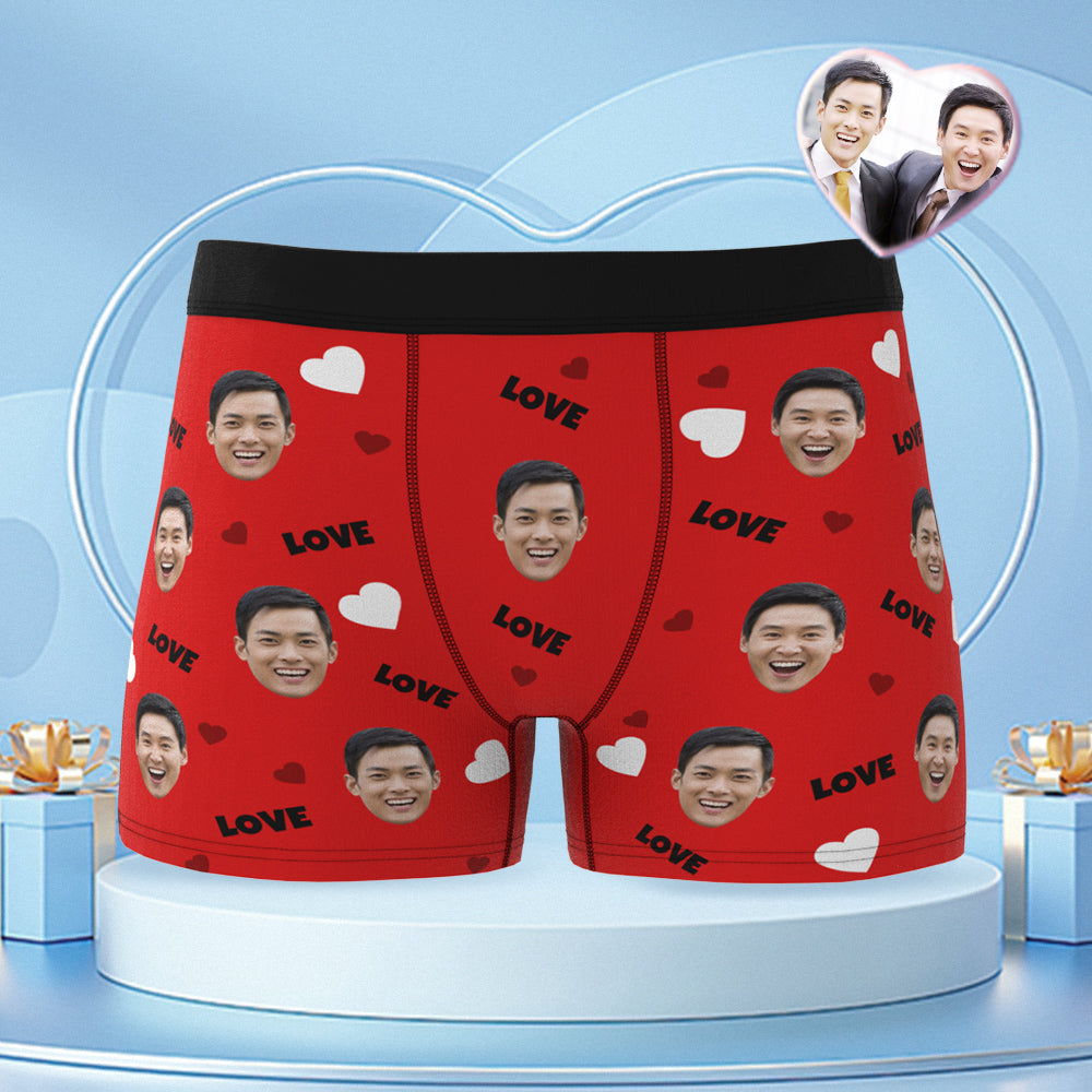 同性カップルプレゼント-カスタムフォトボクサーパンツ-写真入り可能なオリジナル下着Love印-カップルスタイル